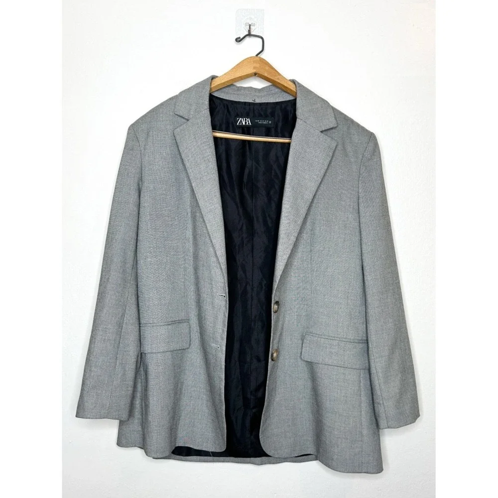 Zara Women's Oversized Blazer Jacket‎ Neutral Grey Medium M